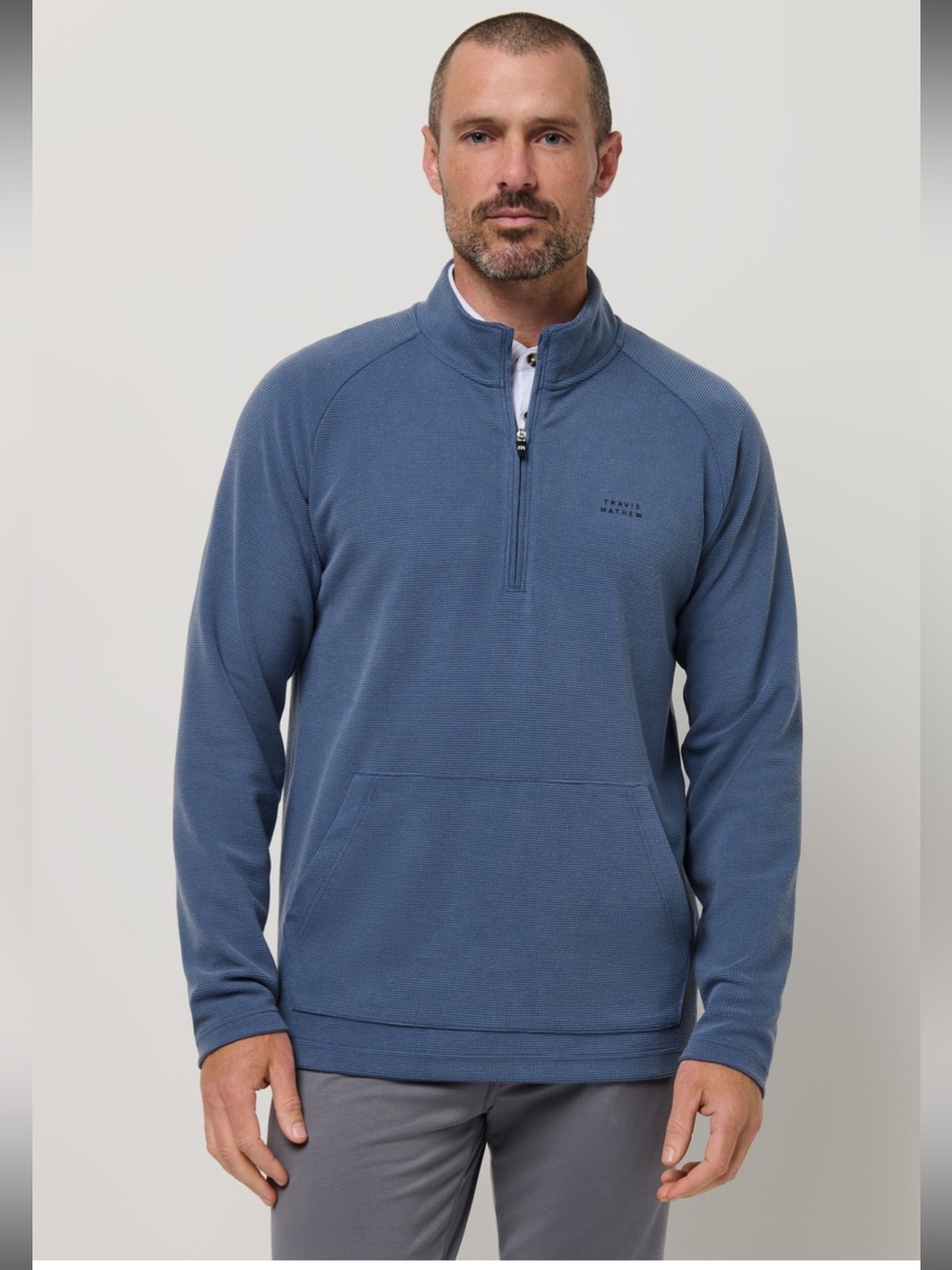 Travis Mathew Men's Half-Zip Pullover Jacket - Slate Blue